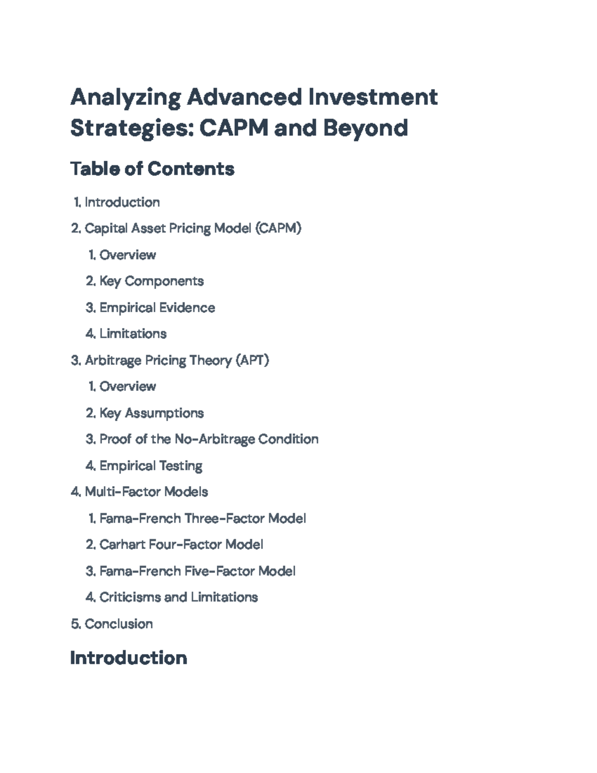 Advanced Investment Strategies: CAPM, APT & Multi-Factor Models ...