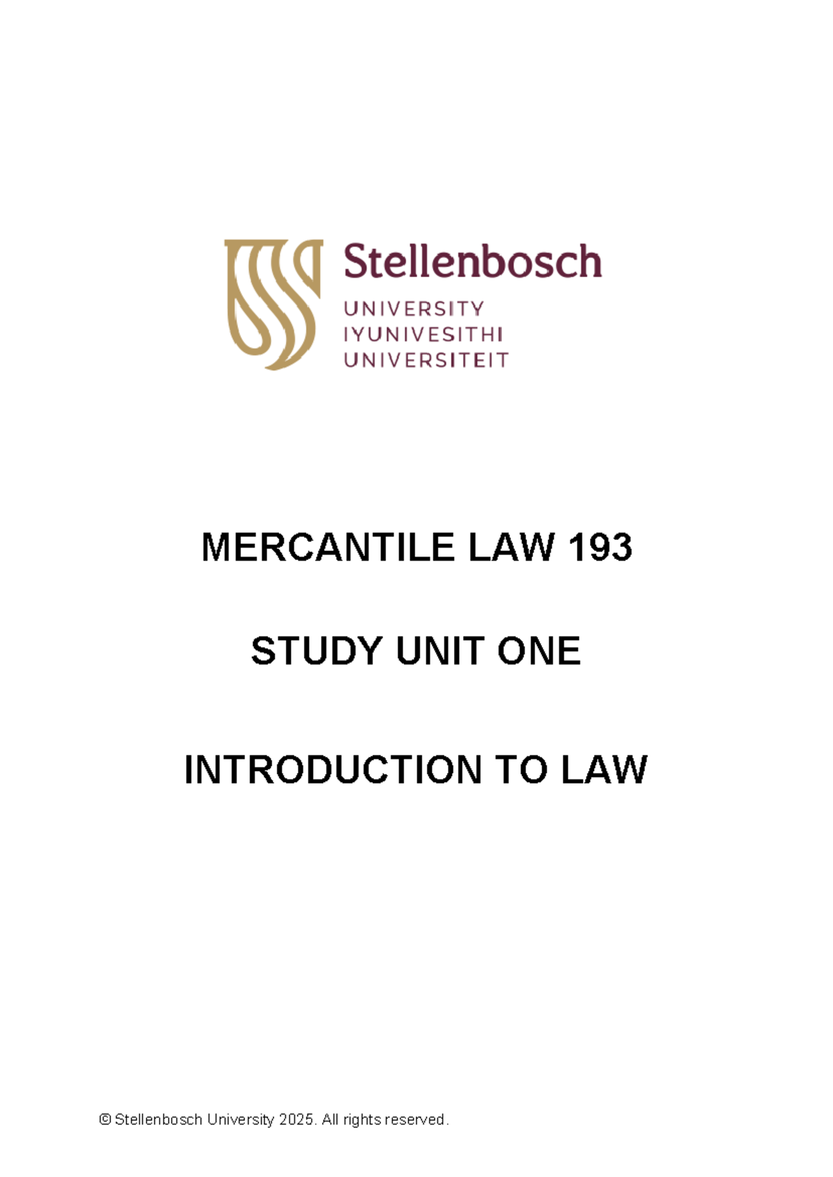Mercantile Law 193: Study Unit on Constitutional and Parliamentary ...