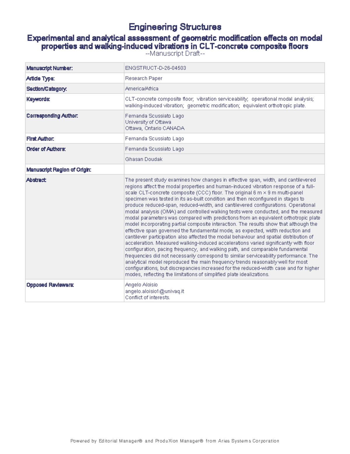 Engineering Structures: Geometric Modifications Impact on Modal ...