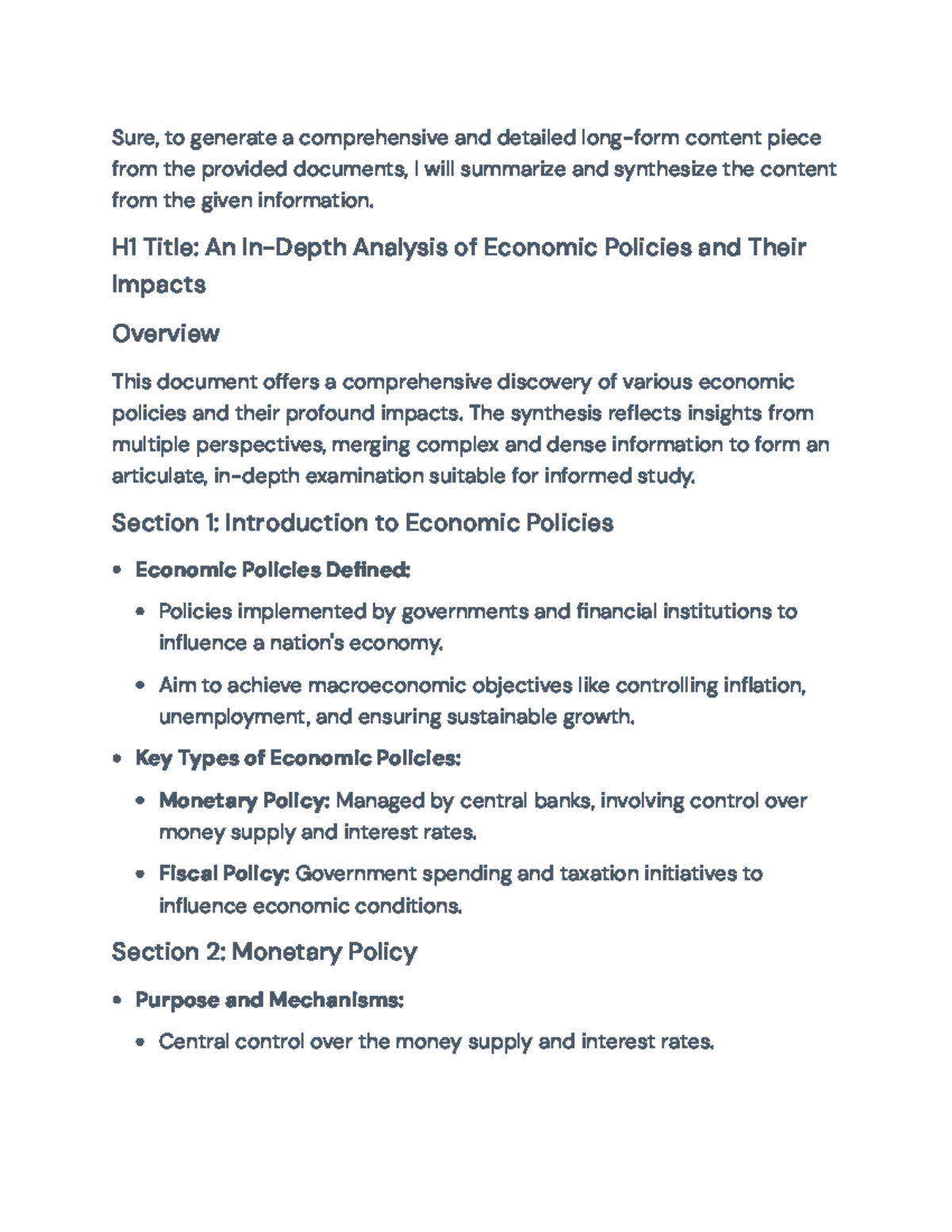 Economic Policies and Their Impacts: A Comprehensive Analysis - Sure ...