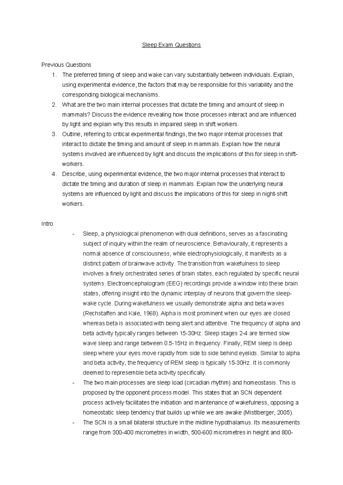 Sleep Exam Prep: Key Concepts and Evidence-Based Insights - Studocu