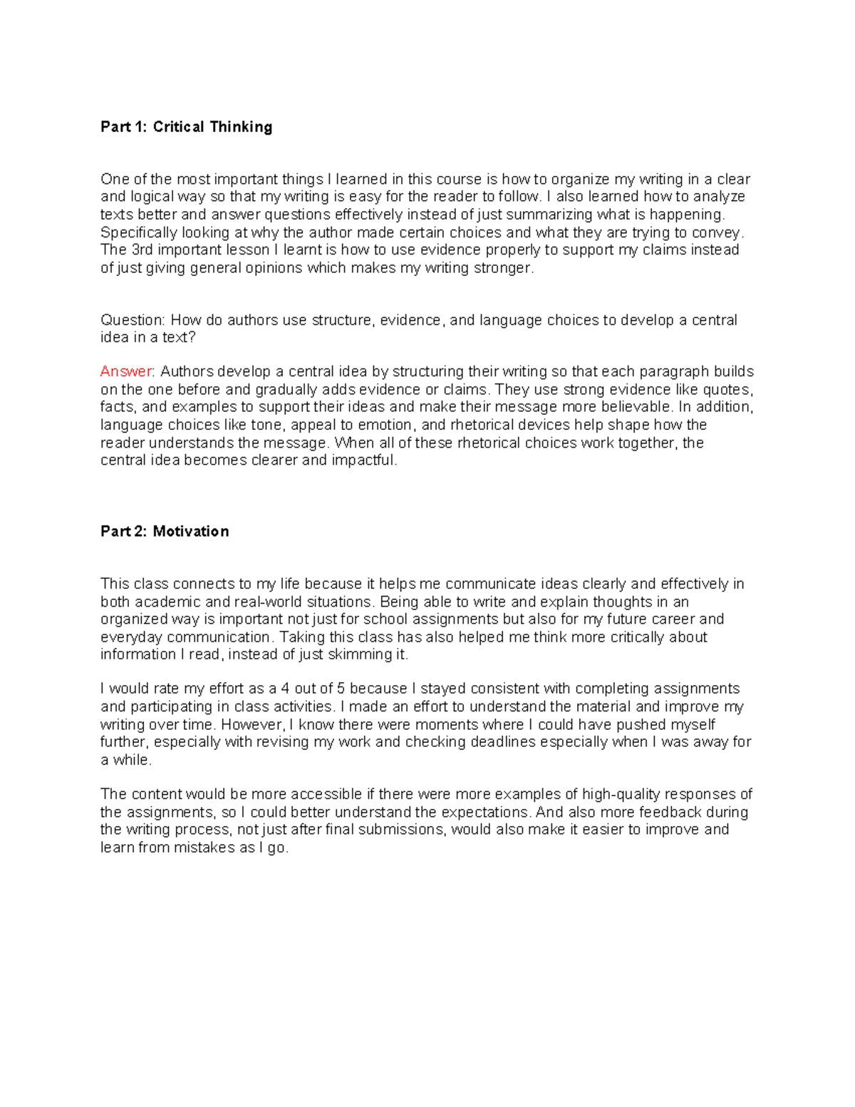 ENG 101: Metacognitive Reflections on Critical Thinking Skills - Studocu