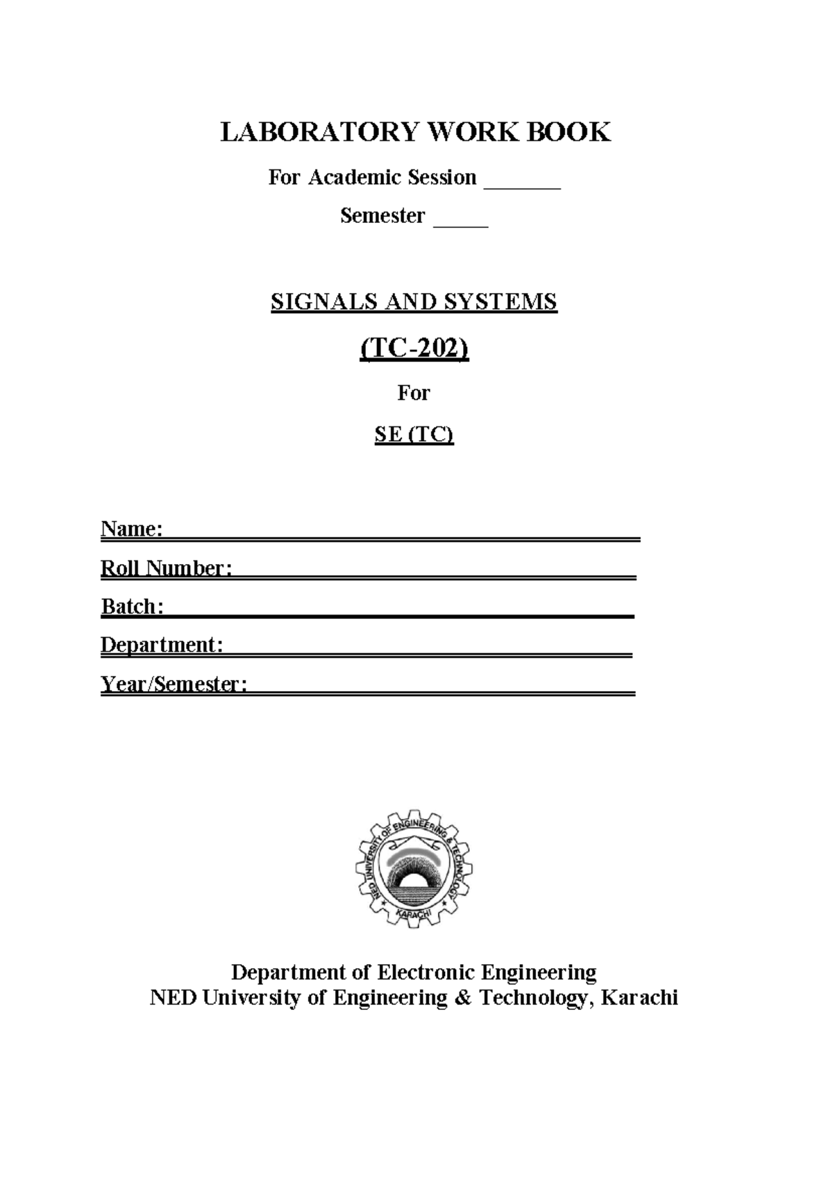 LAB WORKBOOK: SIGNALS AND SYSTEMS (TC-202) for SE Students - Studocu