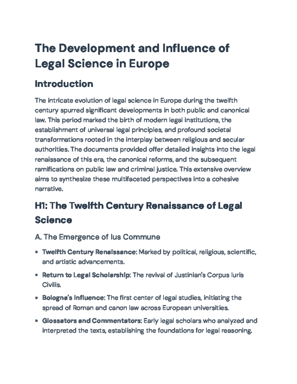 The Evolution of Legal Science in Europe: Insights from the 12th ...
