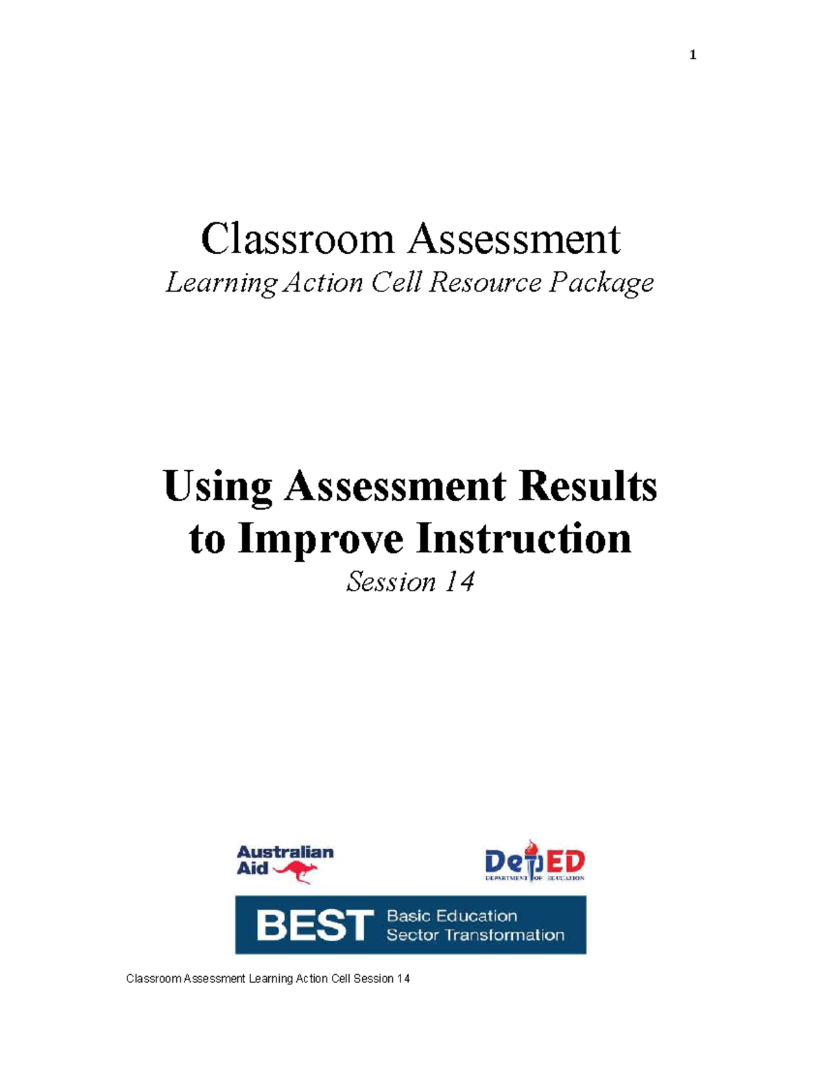 Classroom Assessment LAC Resource Package: Session 14 Guide - Studocu