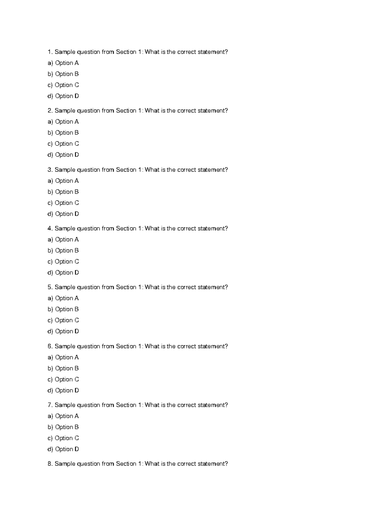 Module 3 Practice Questions: Sample Statements and Options - Studocu