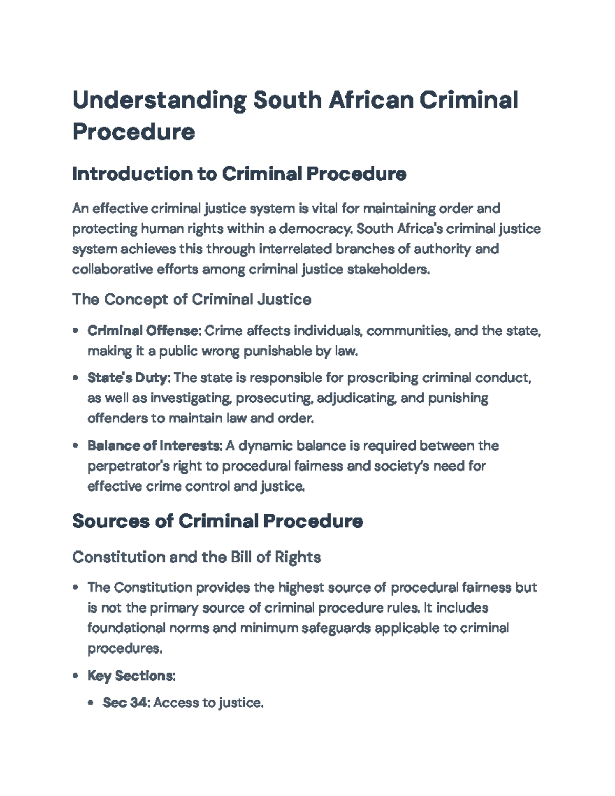Understanding South African Criminal Procedure: Key Concepts and Models ...