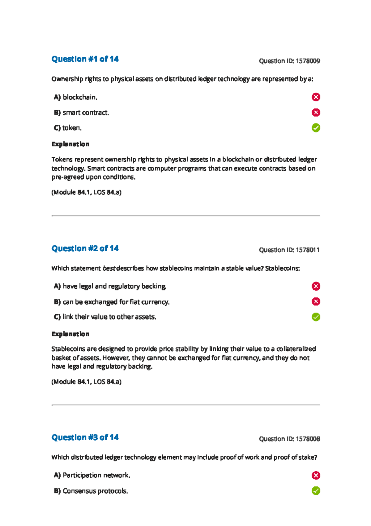 Reading 84 Intro to Digital Assets - Quiz Answers and Explanations ...