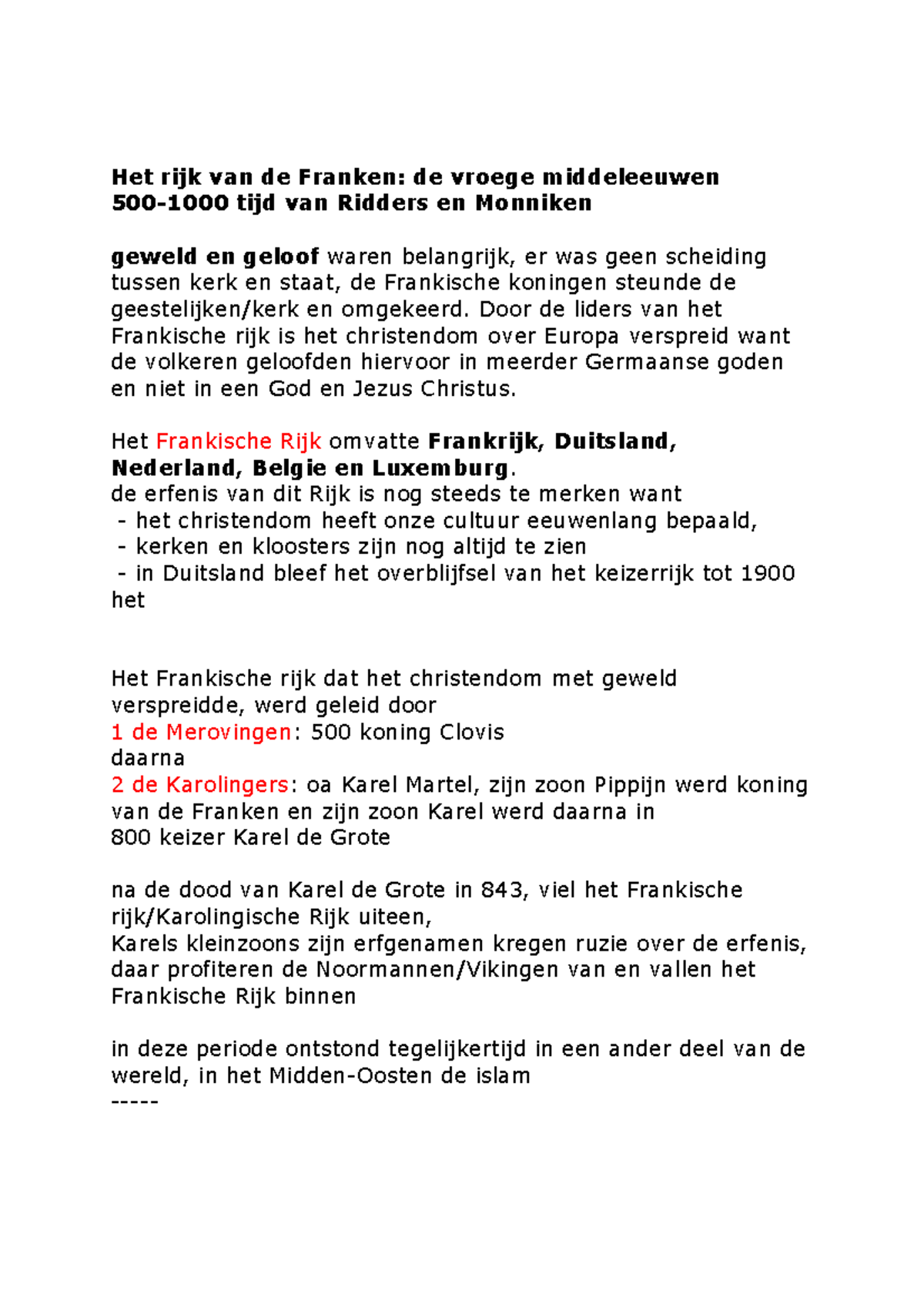 Het Frankische Rijk (500-843) en de Opkomst van de Islam in de Vroege ...