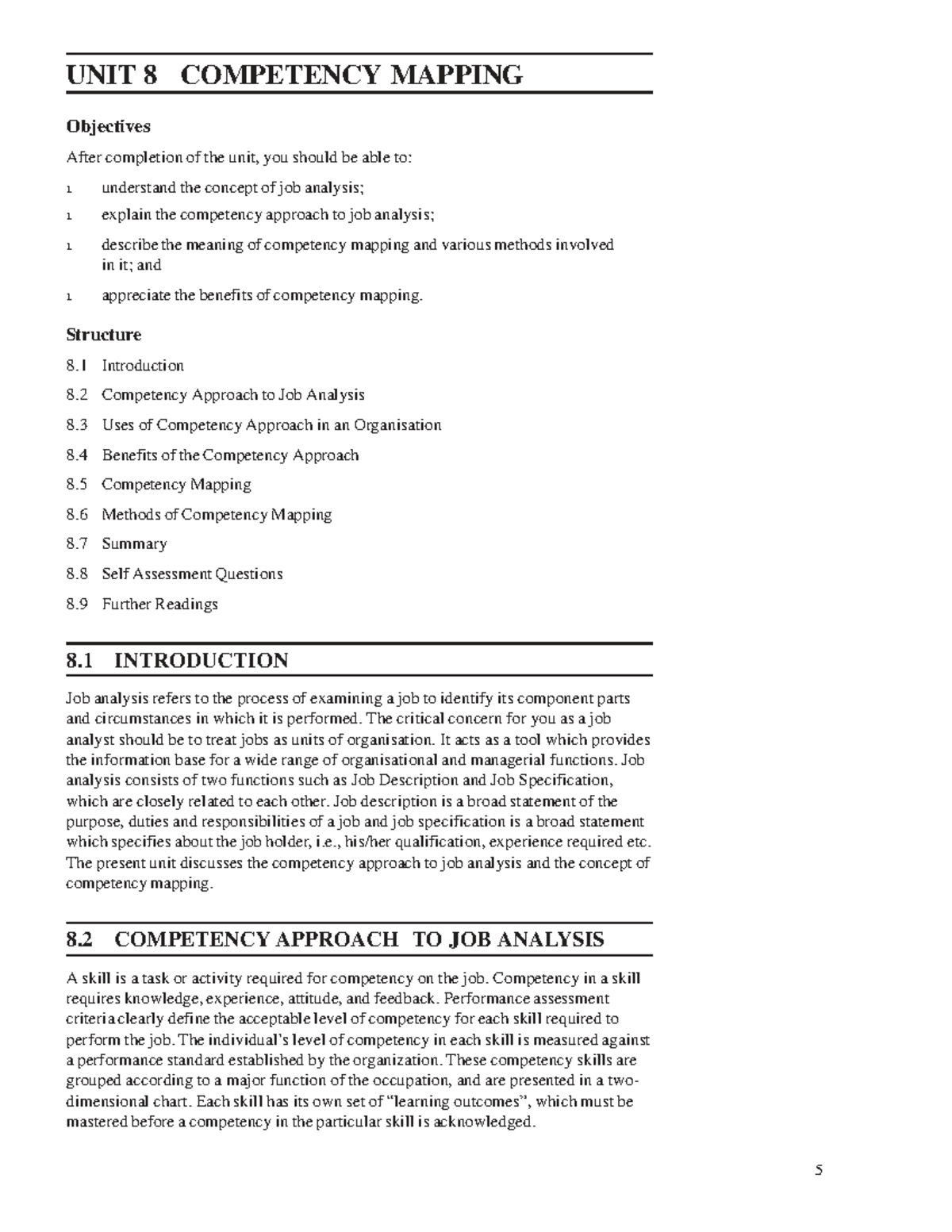 Unit 8: Competency Mapping and Job Analysis Techniques - Studocu