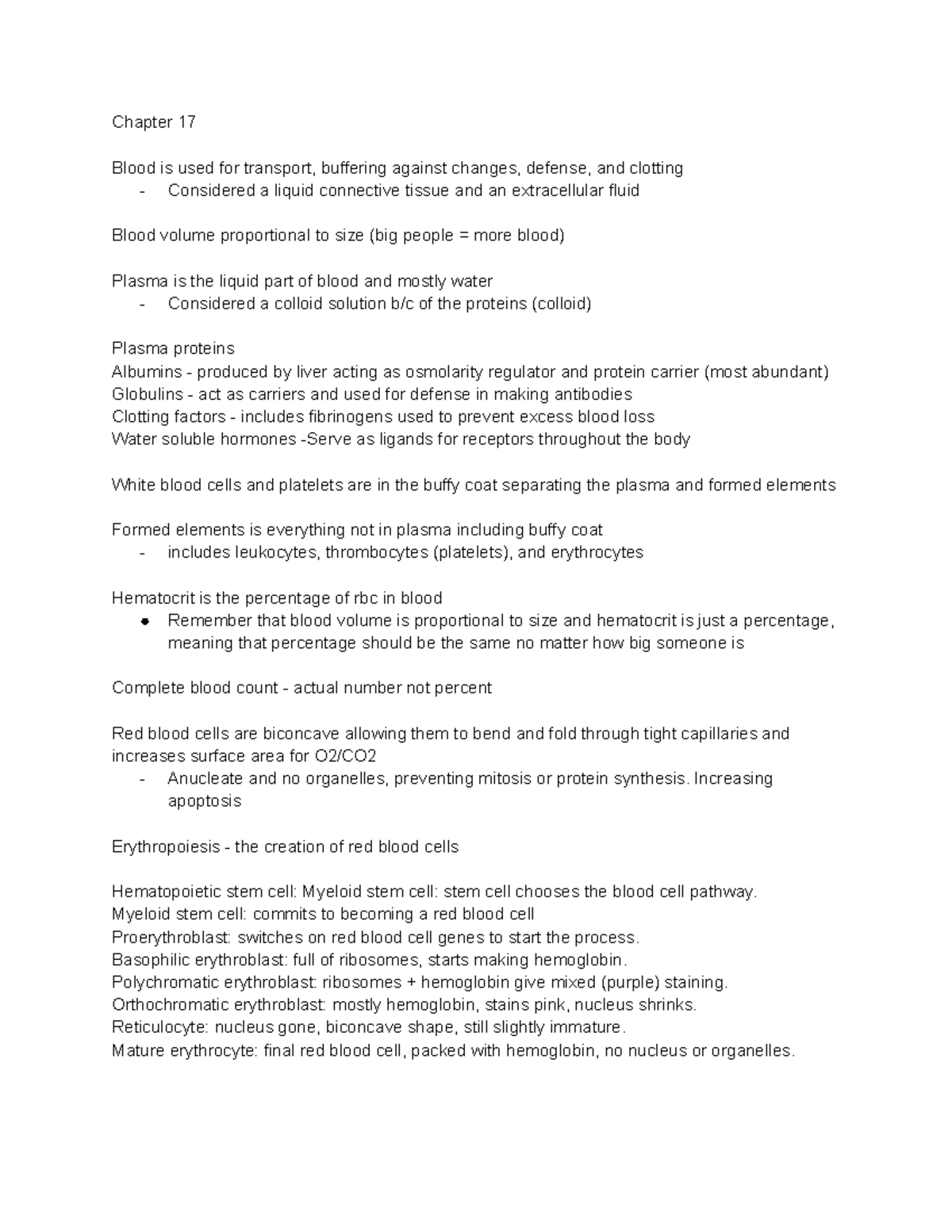Anatomy Test 2 - Chapters 17 & 19: Blood and Blood Vessels Overview ...