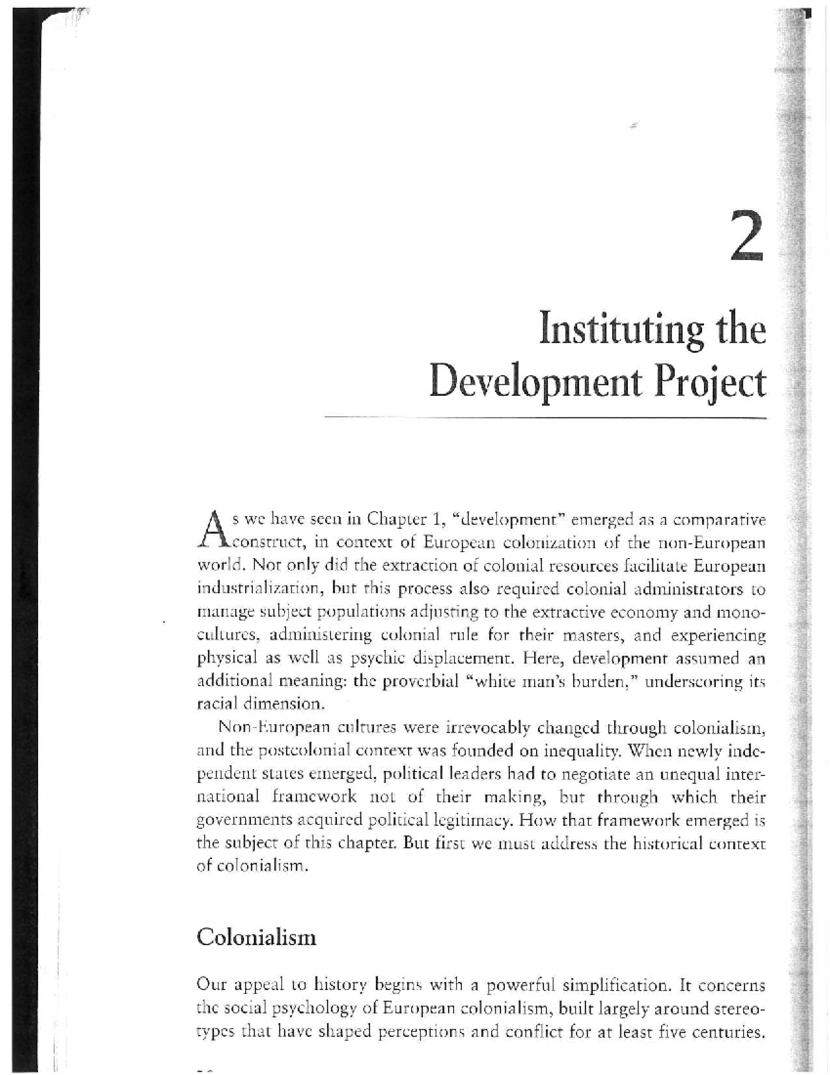 MCM 202: Chapter 2 Study Notes on Colonialism and Development - Studocu
