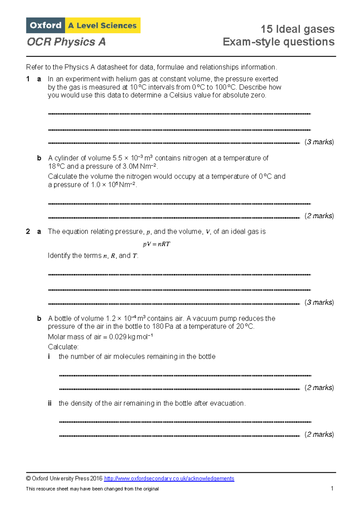 OCR Physics A Chapter 15 Test: Exam-Style Questions & Solutions - Studocu