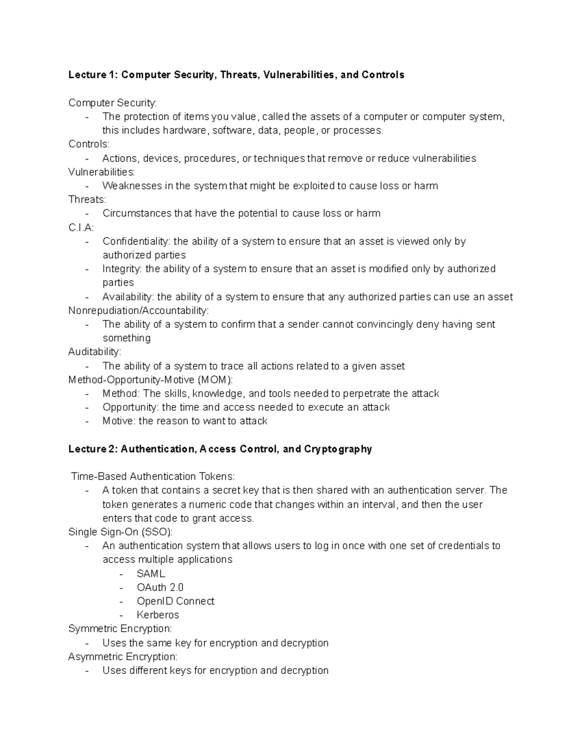Lecture Notes: Computer Security Fundamentals - Studocu
