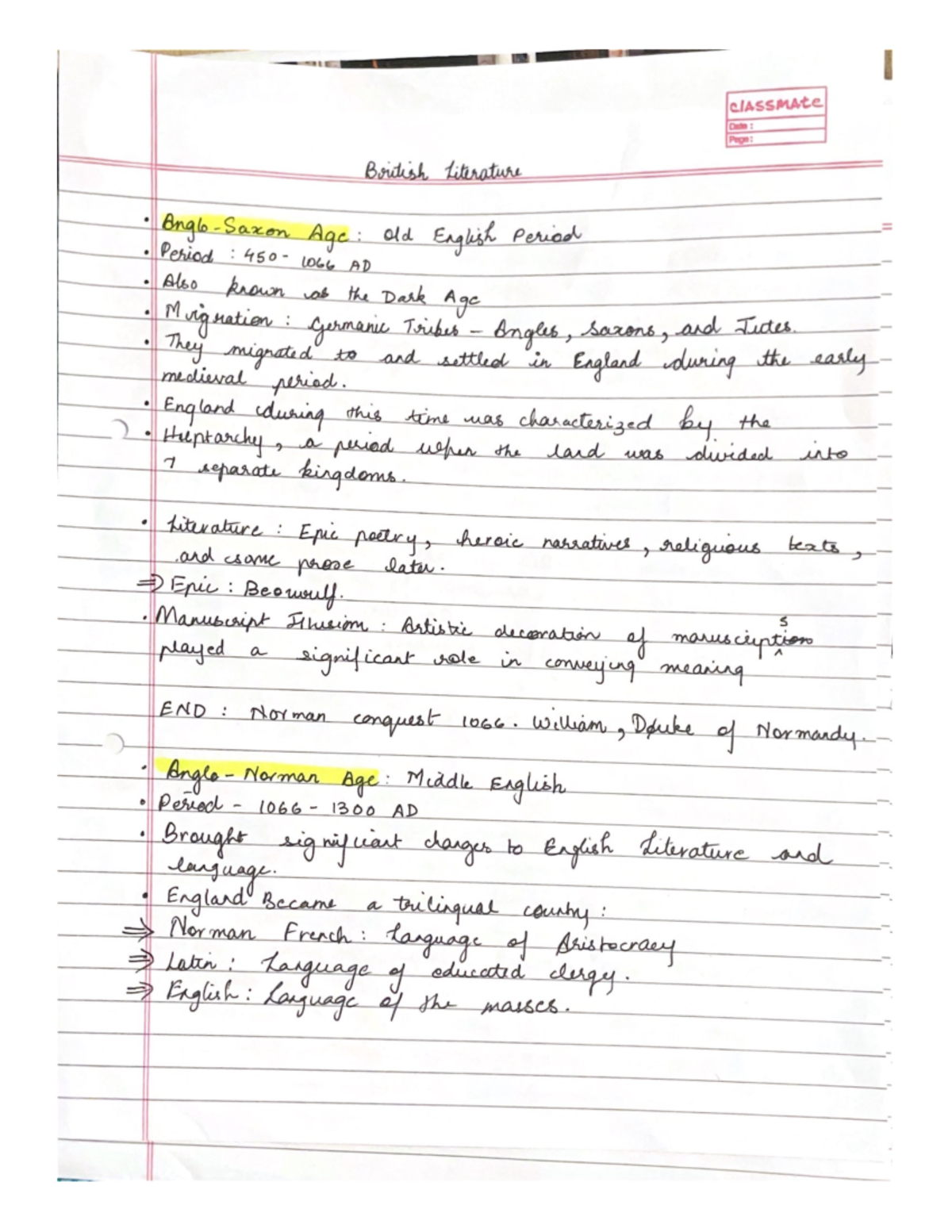 Old English Literature Notes