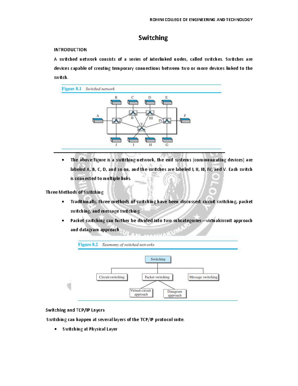 CS8591 COMPUTER NETWORKS: Overview of Switching Methods and Layers ...