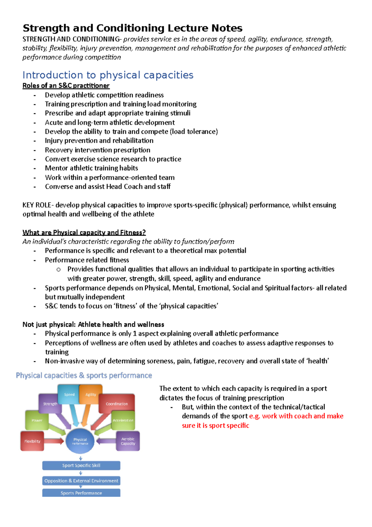 Strength and Conditioning (S&C) Lecture Notes & Key Concepts - Studocu