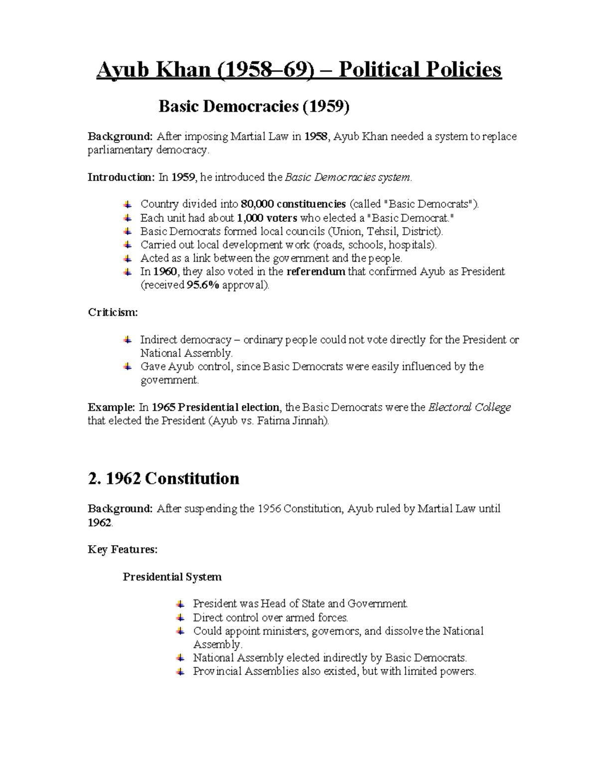 Ayub Khan's Political Policies: Basic Democracies & Reforms (1959 ...