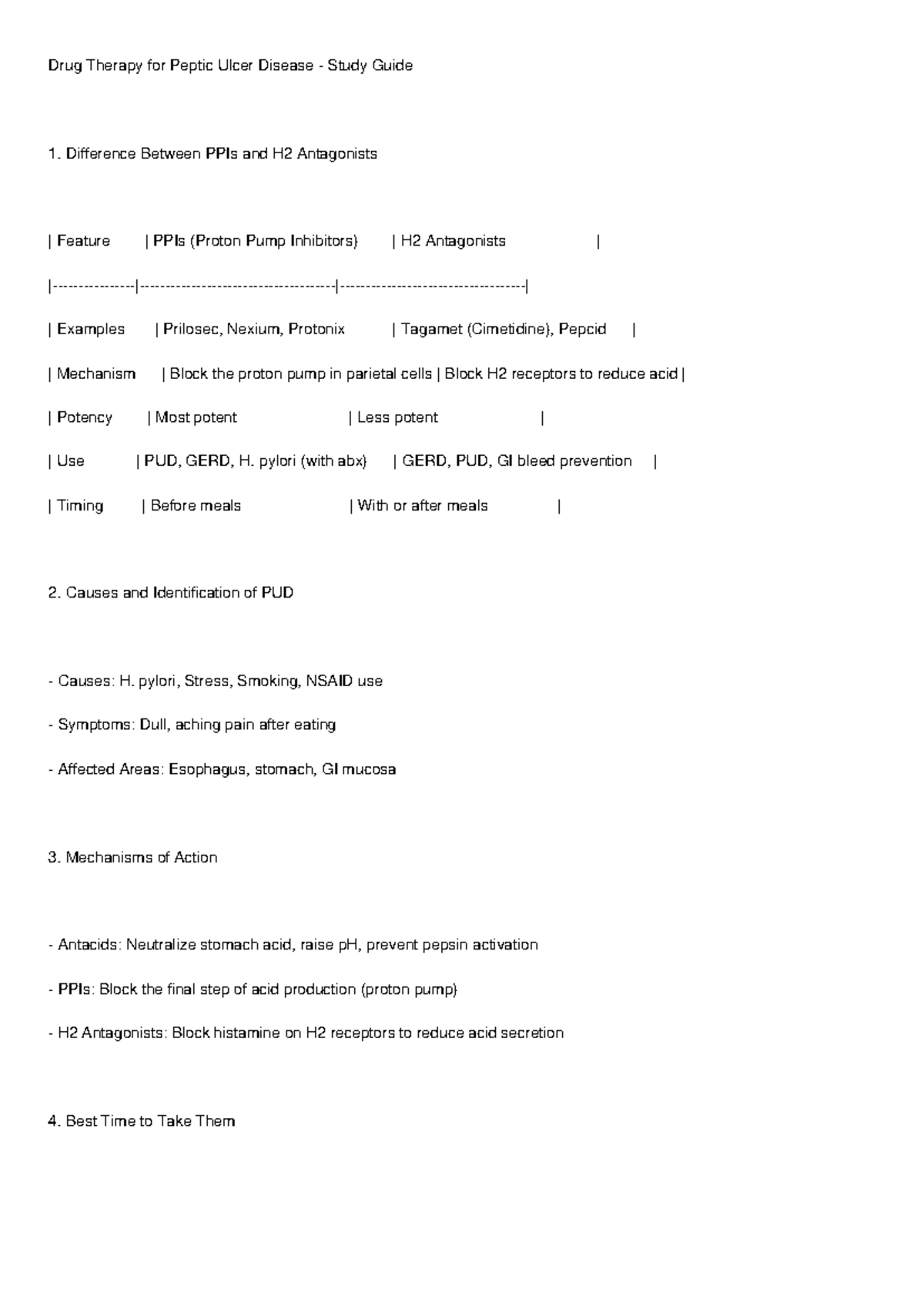 PUD study guide: understanding drug therapy for peptic ulcer disease ...