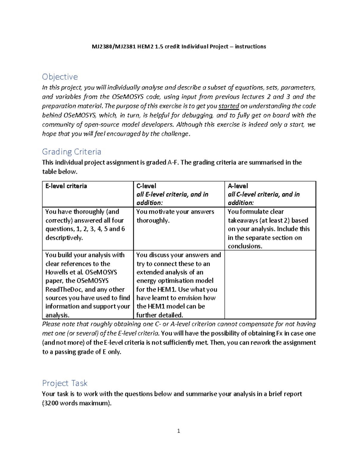 HEM2 Individual Project Instructions: Analyzing OSeMOSYS Code - Studocu