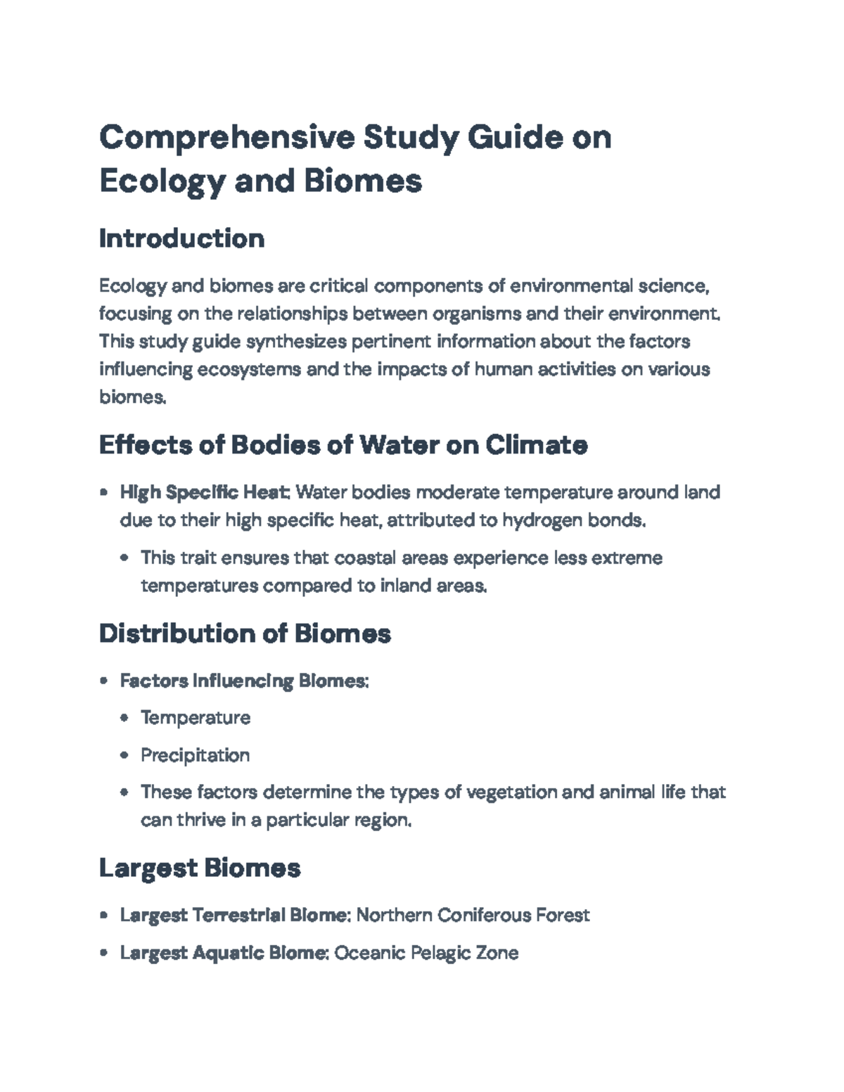 Ecology and Biomes: Comprehensive Study Guide for Environmental Science ...