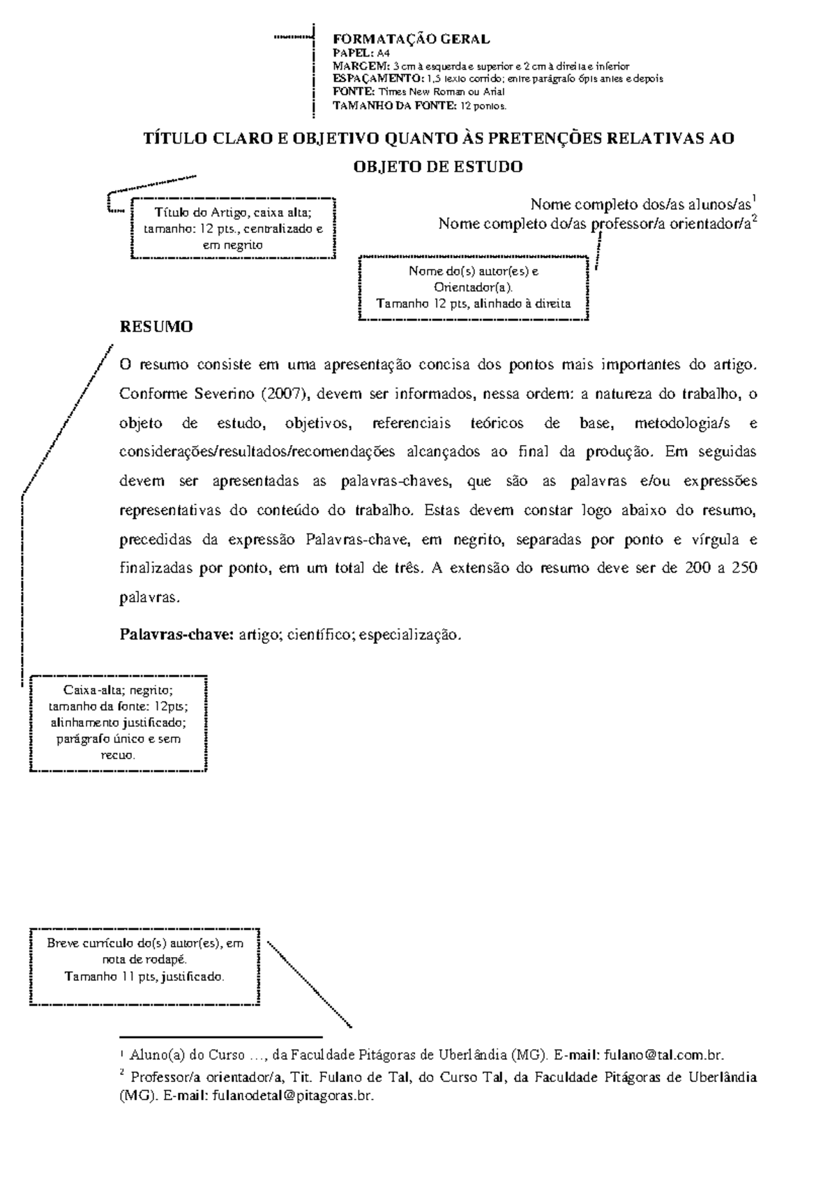 Modelo de Artigo Acadêmico - Resumos e Estrutura (TCC) - Studocu
