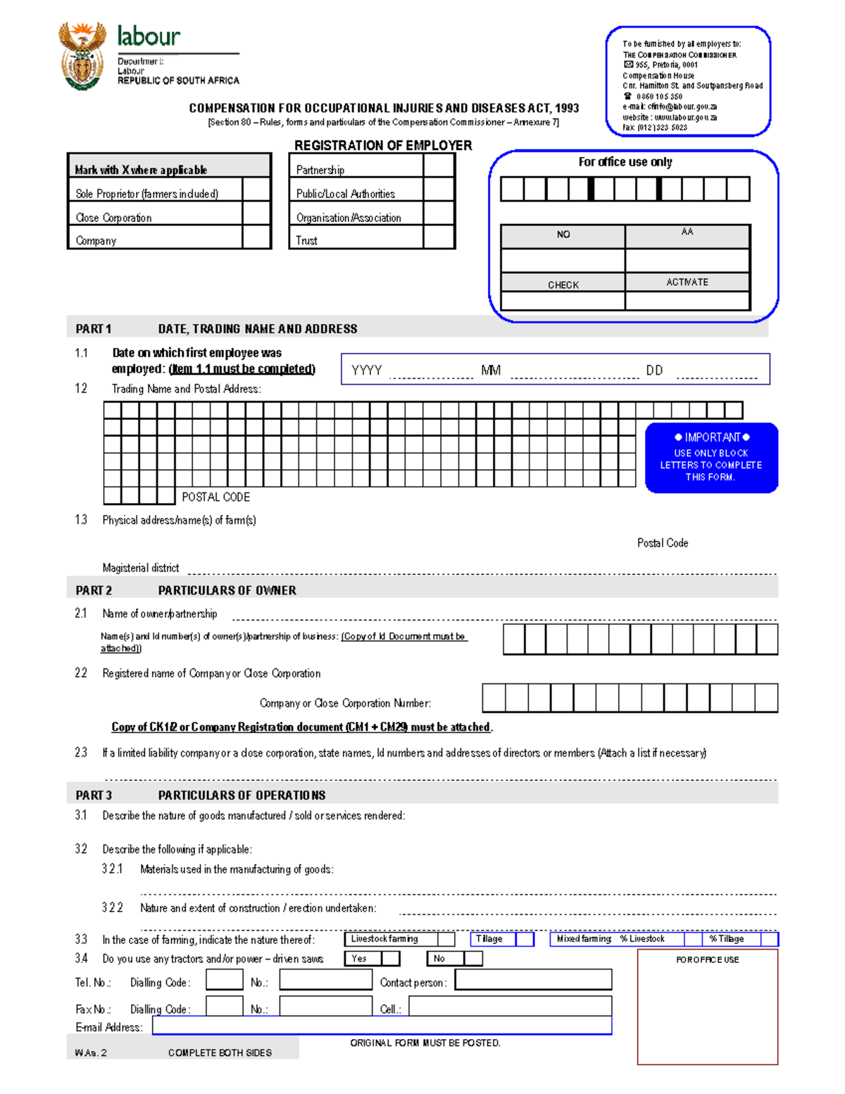 WAs2 - Employer Registration for Compensation Fund Compliance - Studocu