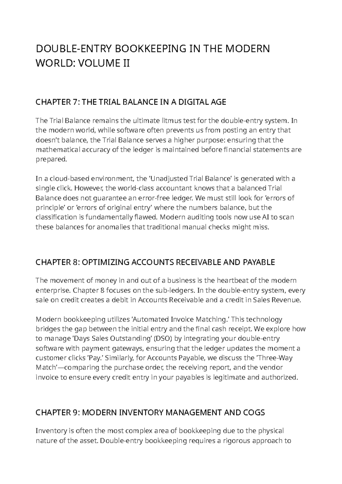 BOOKKEEPING IN THE MODERN WORLD: VOL II CH 7-9 OVERVIEW - Studocu
