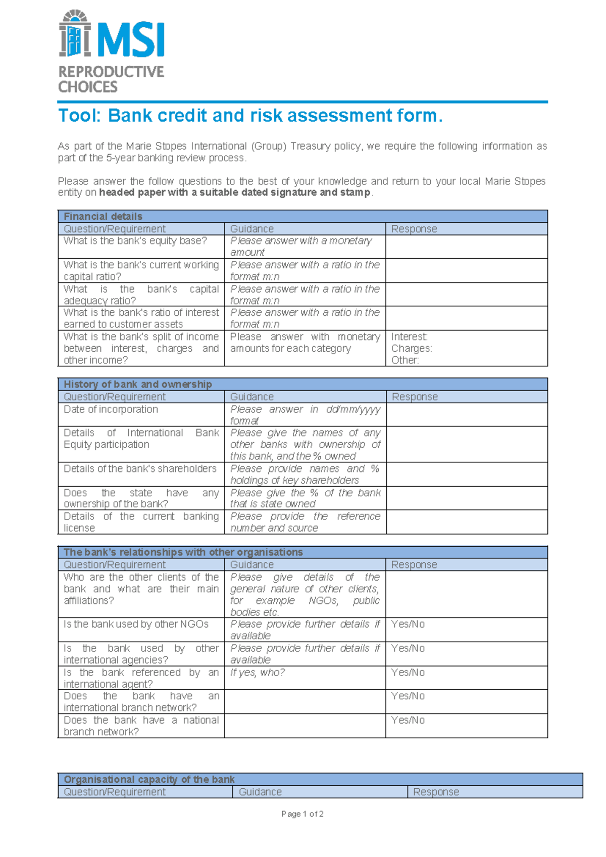 Bank Credit & Risk Assessment Tool for 5-Year Review Process - Studocu