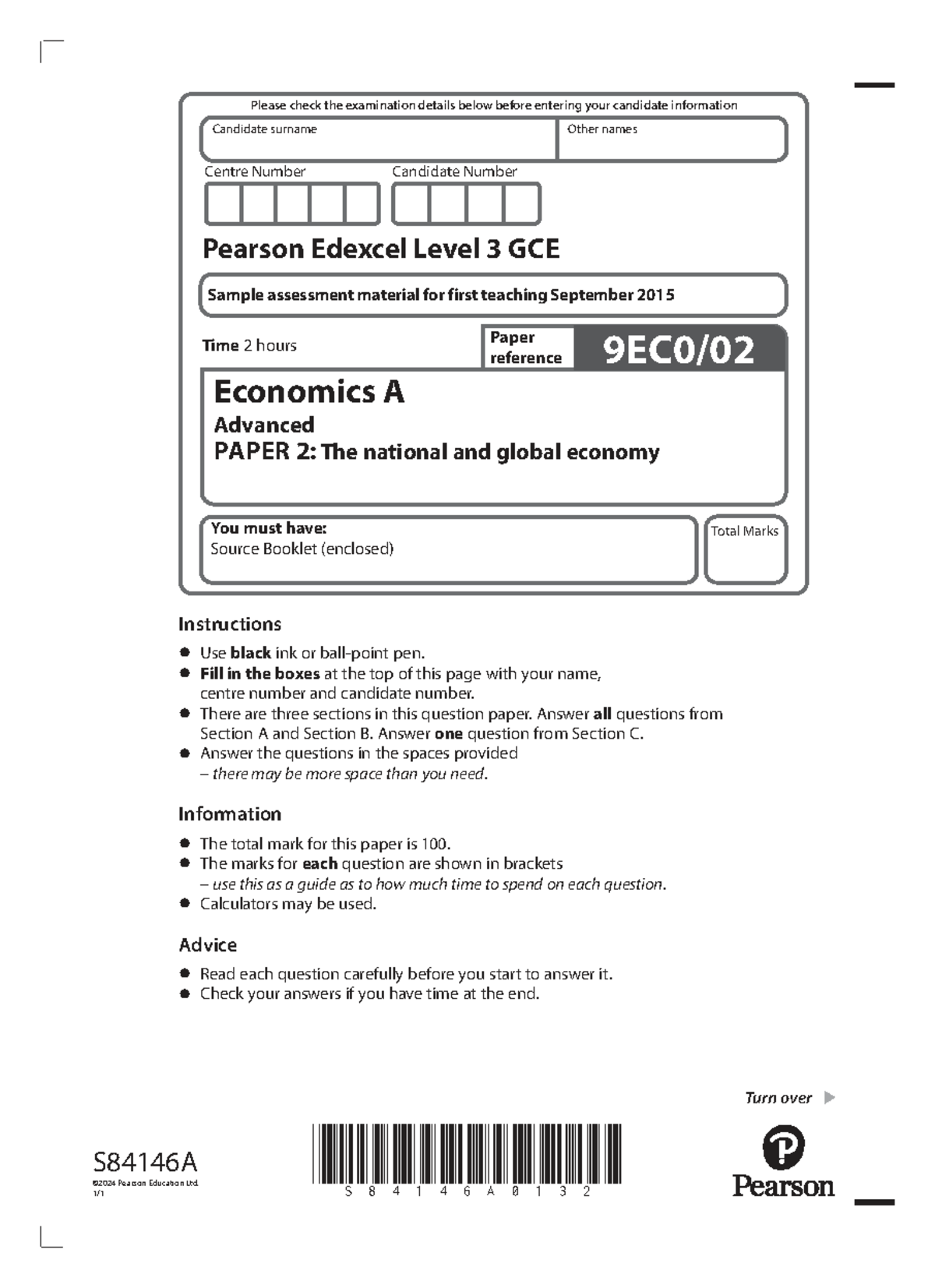 A Lev Eco A Paper 2: National & Global Economy Exam Details - Studocu