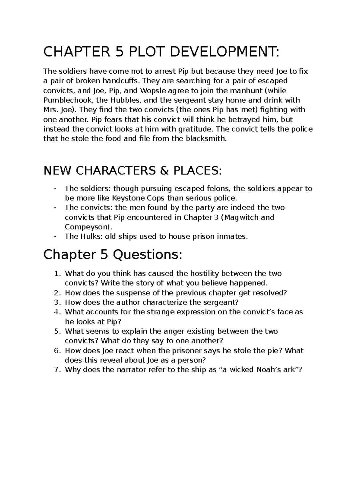 CHAPTER 5 PLOT DEV: Convicts, Soldiers, and Suspense Unraveled - Studocu