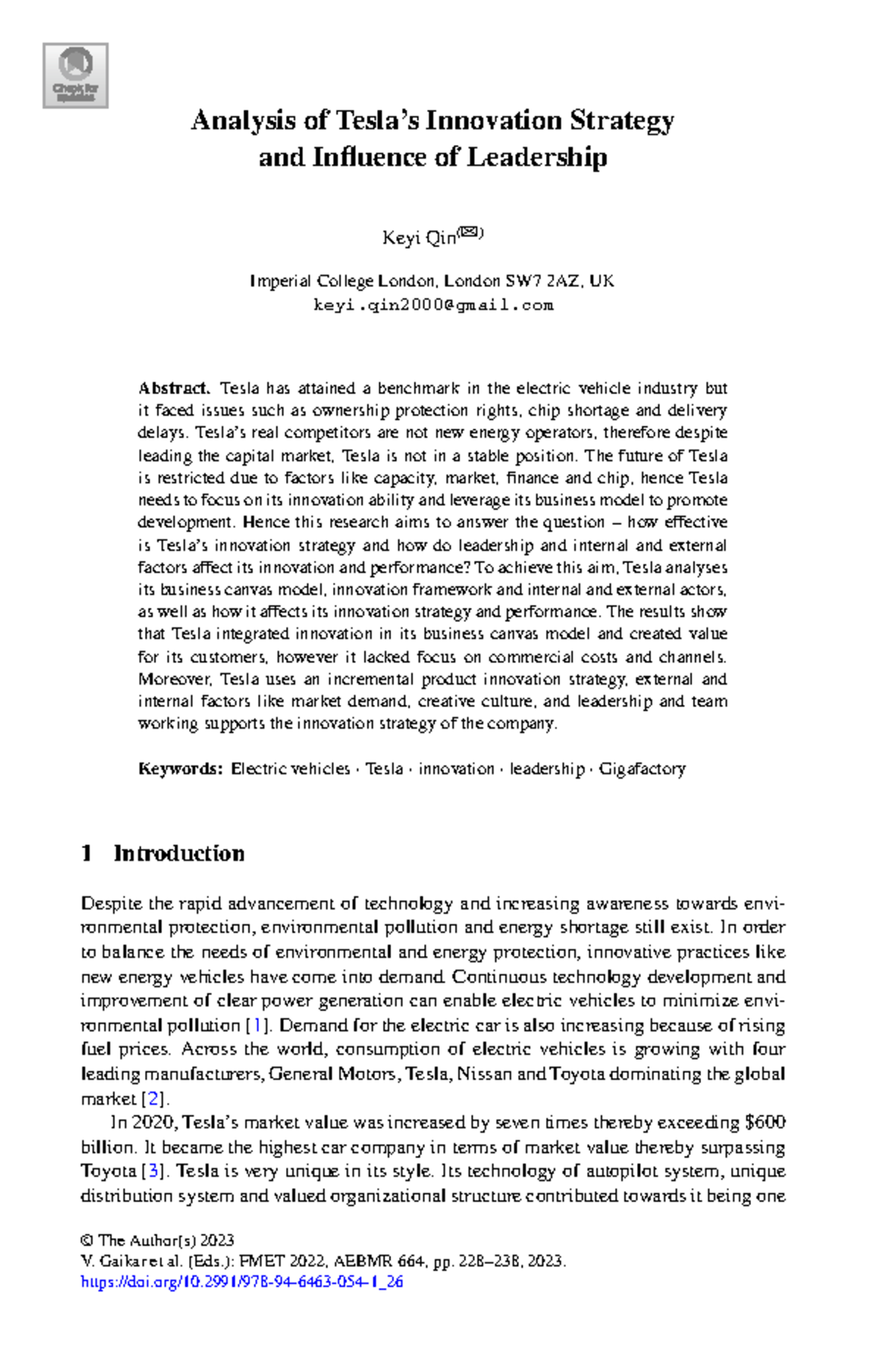 Analysis of Teslas Innovation Strategy and Influe - Analysis of Tesla’s ...