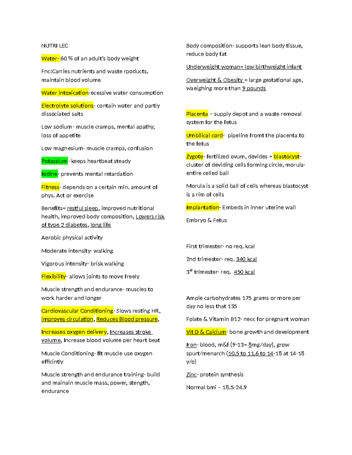 NUTRI LEC 60: Nutritional Functions and Body Weight Management - Studocu