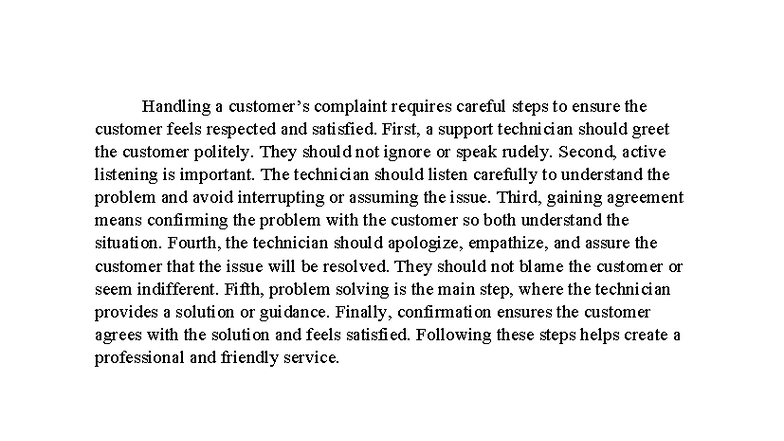 U5 Procedures for Effectively Handling Customer Complaints - Studocu
