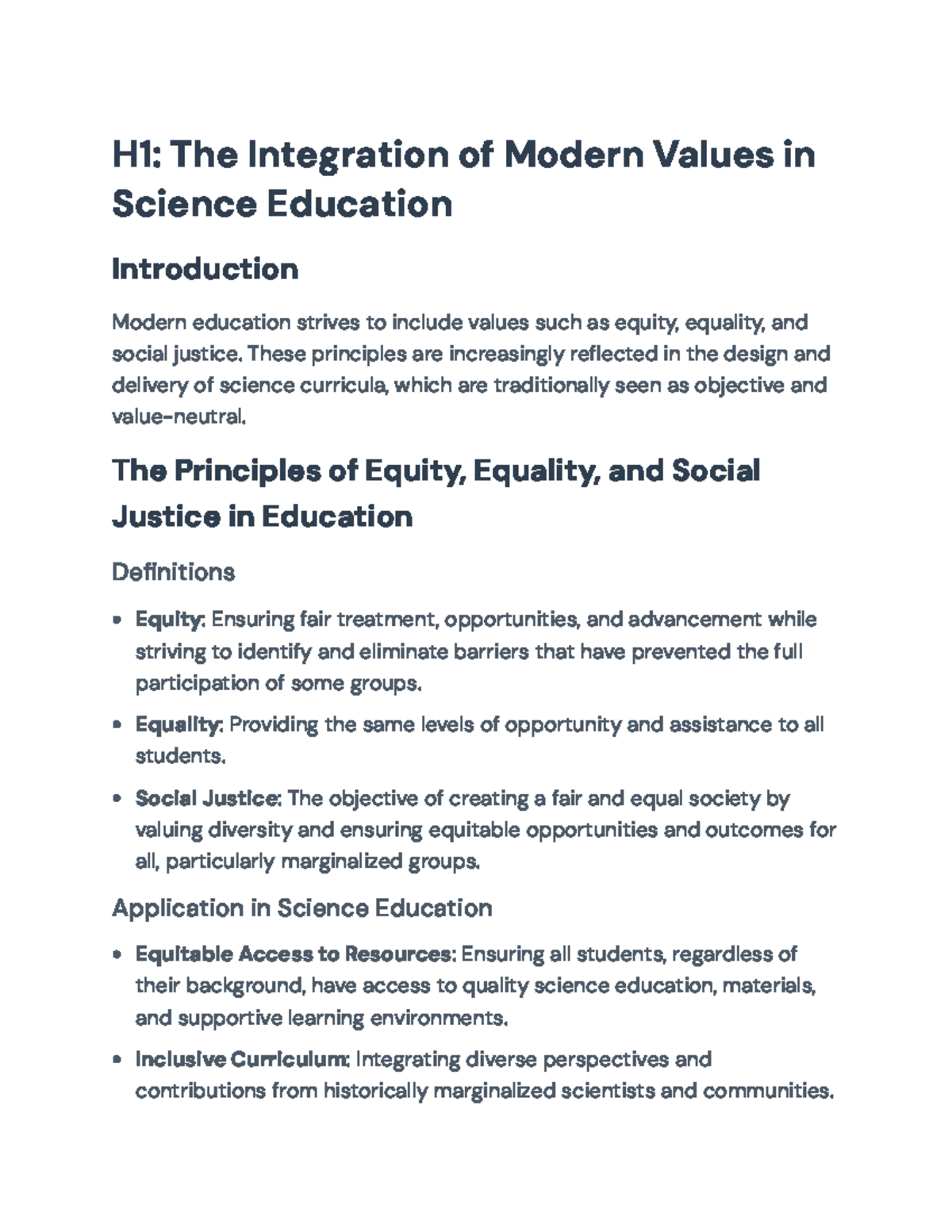 Integrating Equity, Equality, and Social Justice in Science Education ...