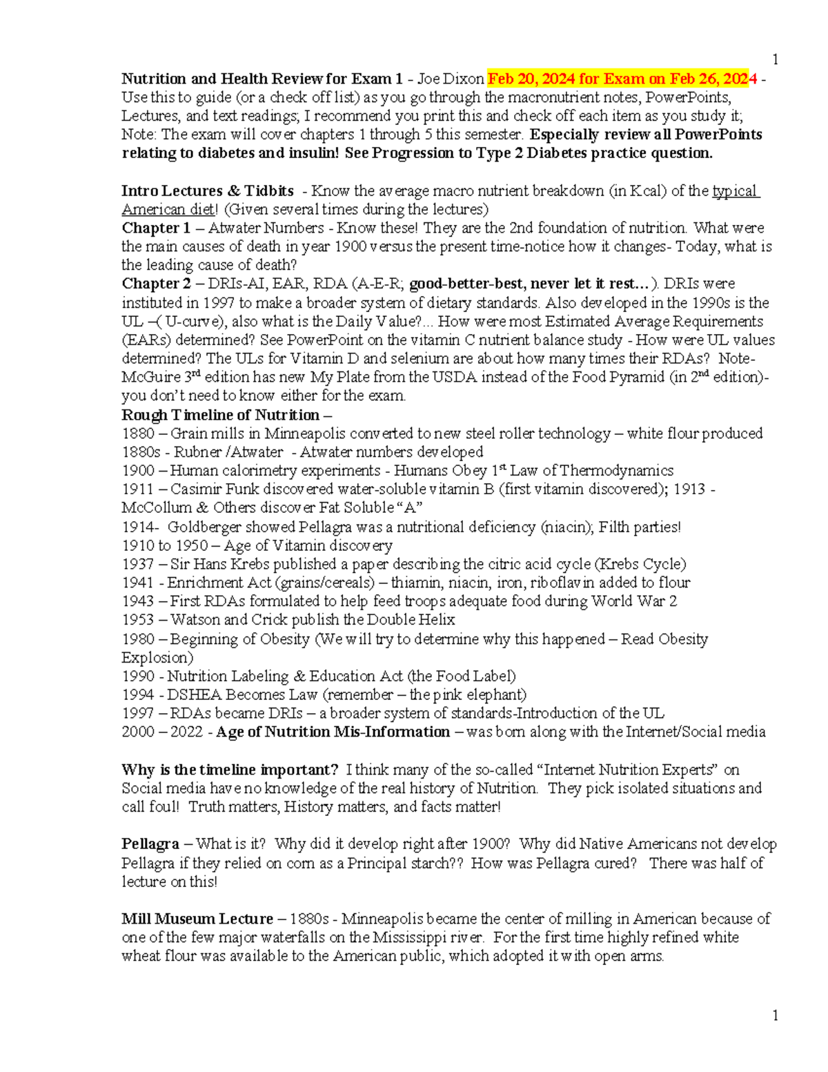Nutrition and Health Review for Exam 1 (NUTR 101) - Feb 20, 2024 - Studocu