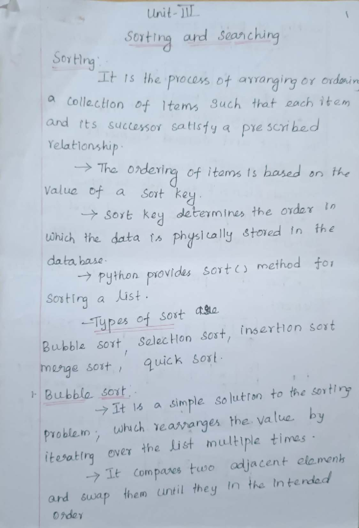 Unit 3 Dsa Notes Sorting And Searching Algorithms Studocu