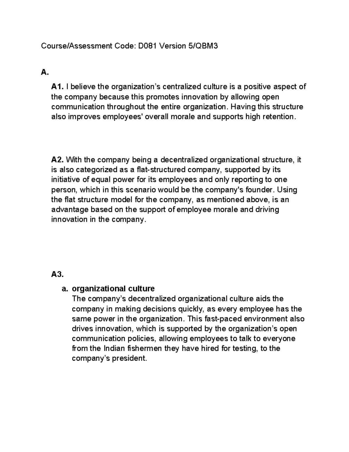 D081 Task 1: Analyzing Organizational Culture and Market Entry Strategy ...