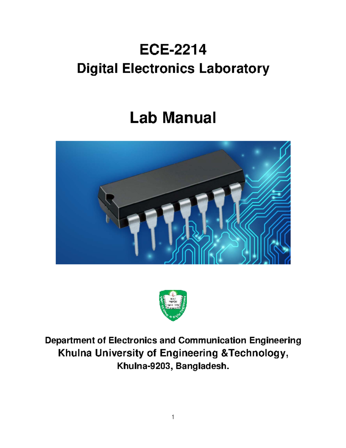 Digital Electronics Lab Manual ECE-2214: Experiments and Guidelines ...