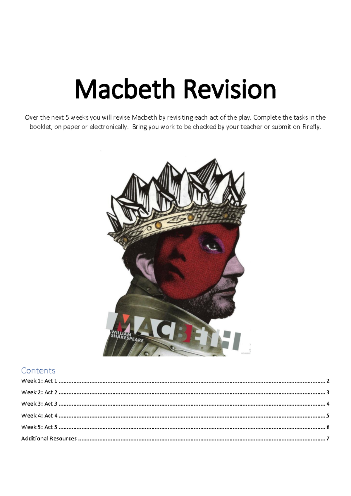 Macbeth Revision Homework Booklet: A Comprehensive Guide - Studocu