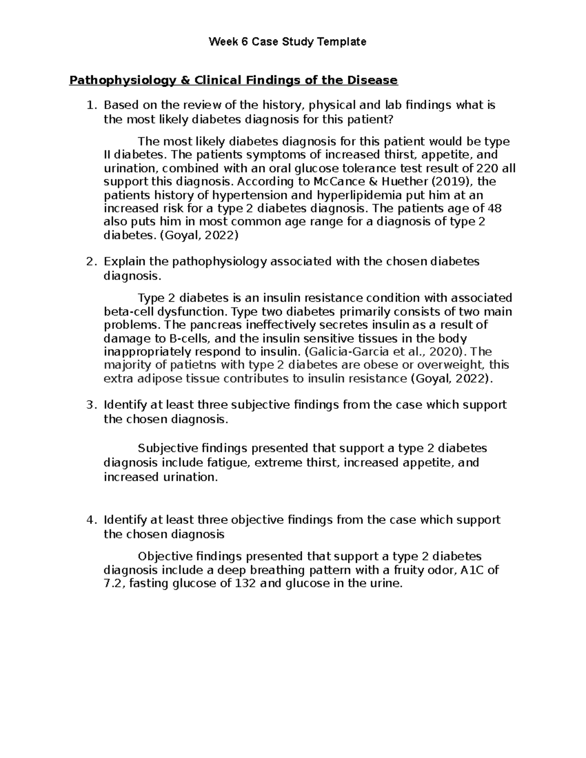 NUR 321 Week 6 Case Study: Type 2 Diabetes Diagnosis & Management - Studocu