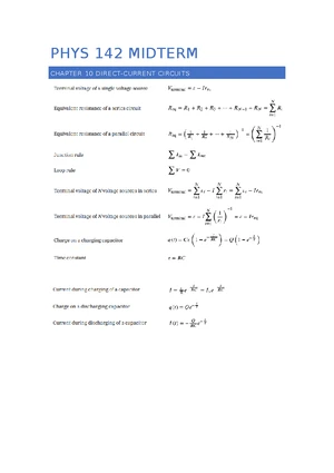 PHYS 142 Final Exam Study Notes: Nature of Light and Electric Fields ...