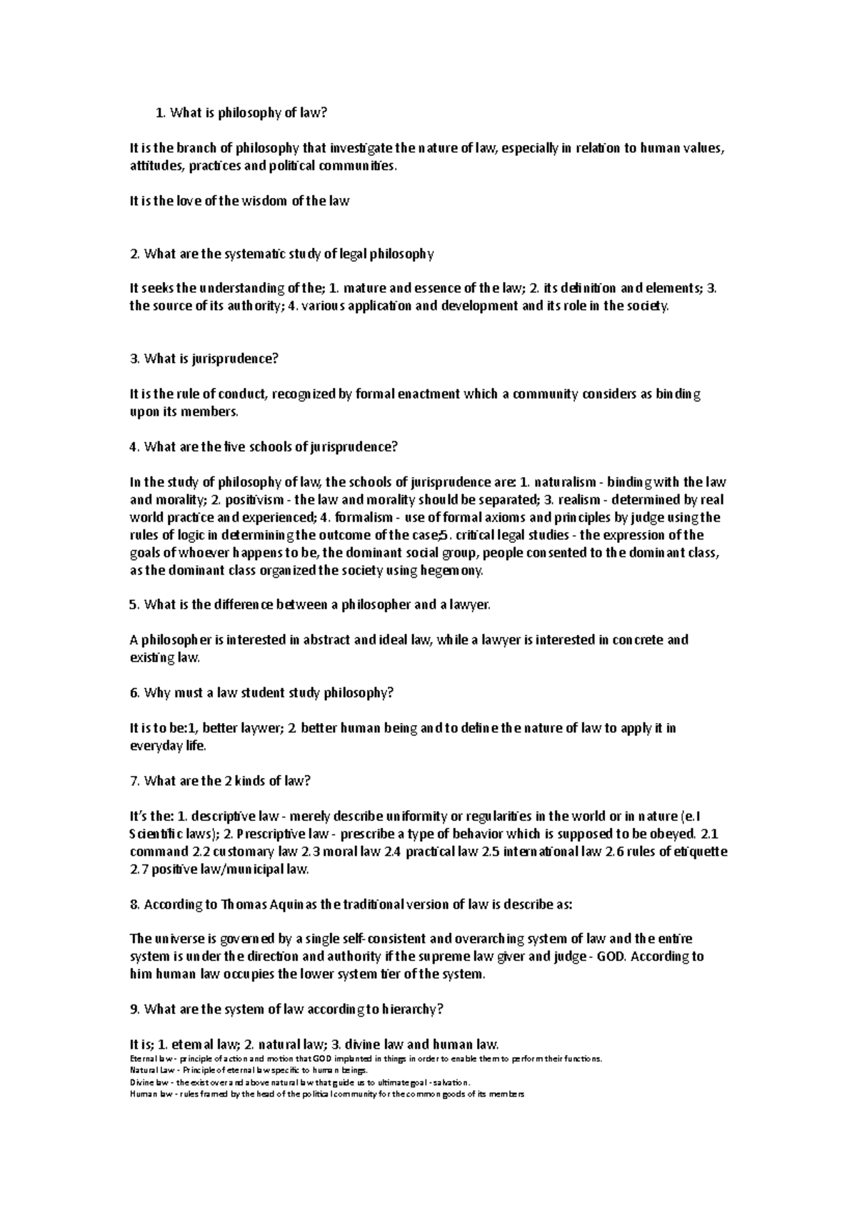 Philosophy of Law (LAW 101) Comprehensive Reviewer Guide - Studocu