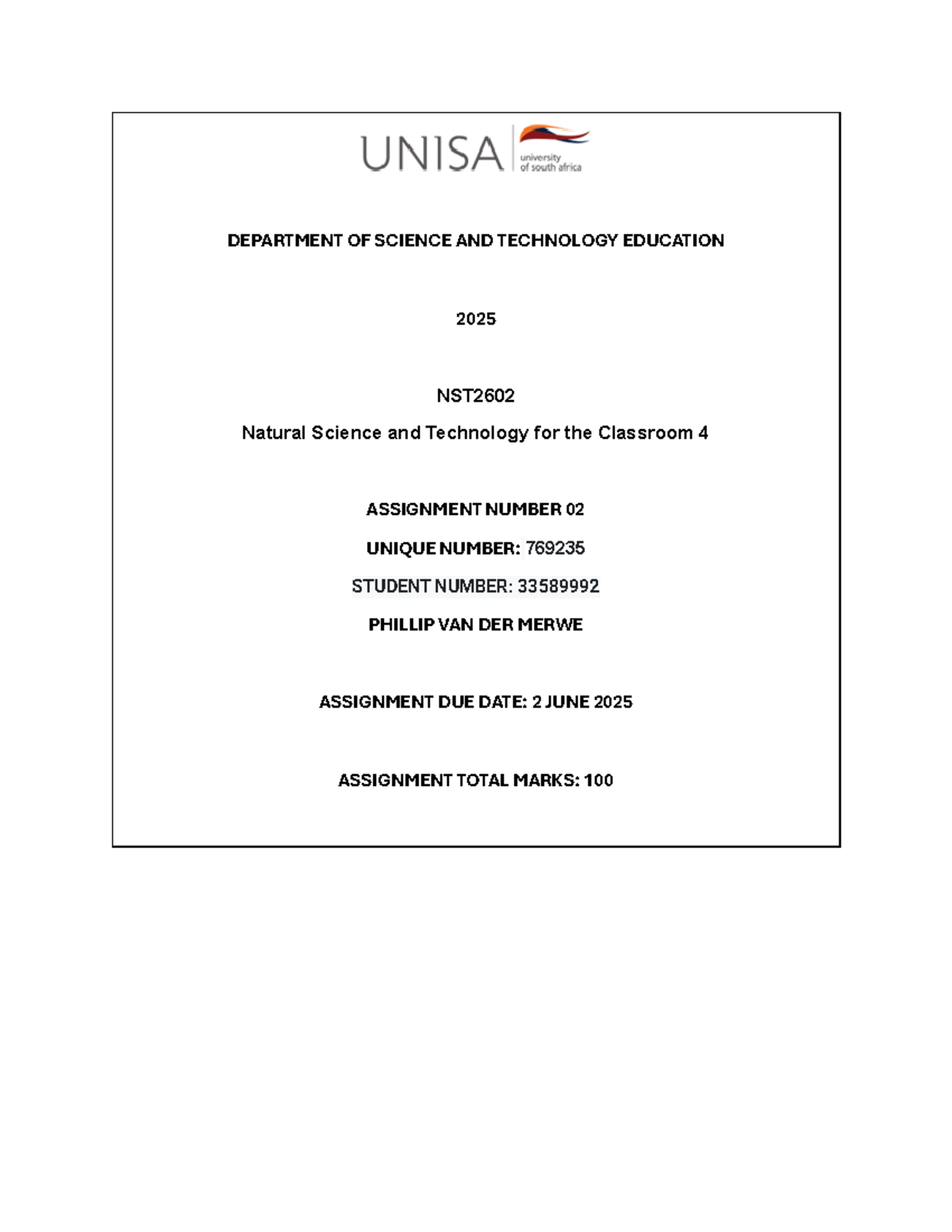 NST2602 Assignment 2: Exploring Technology Education Concepts and ...