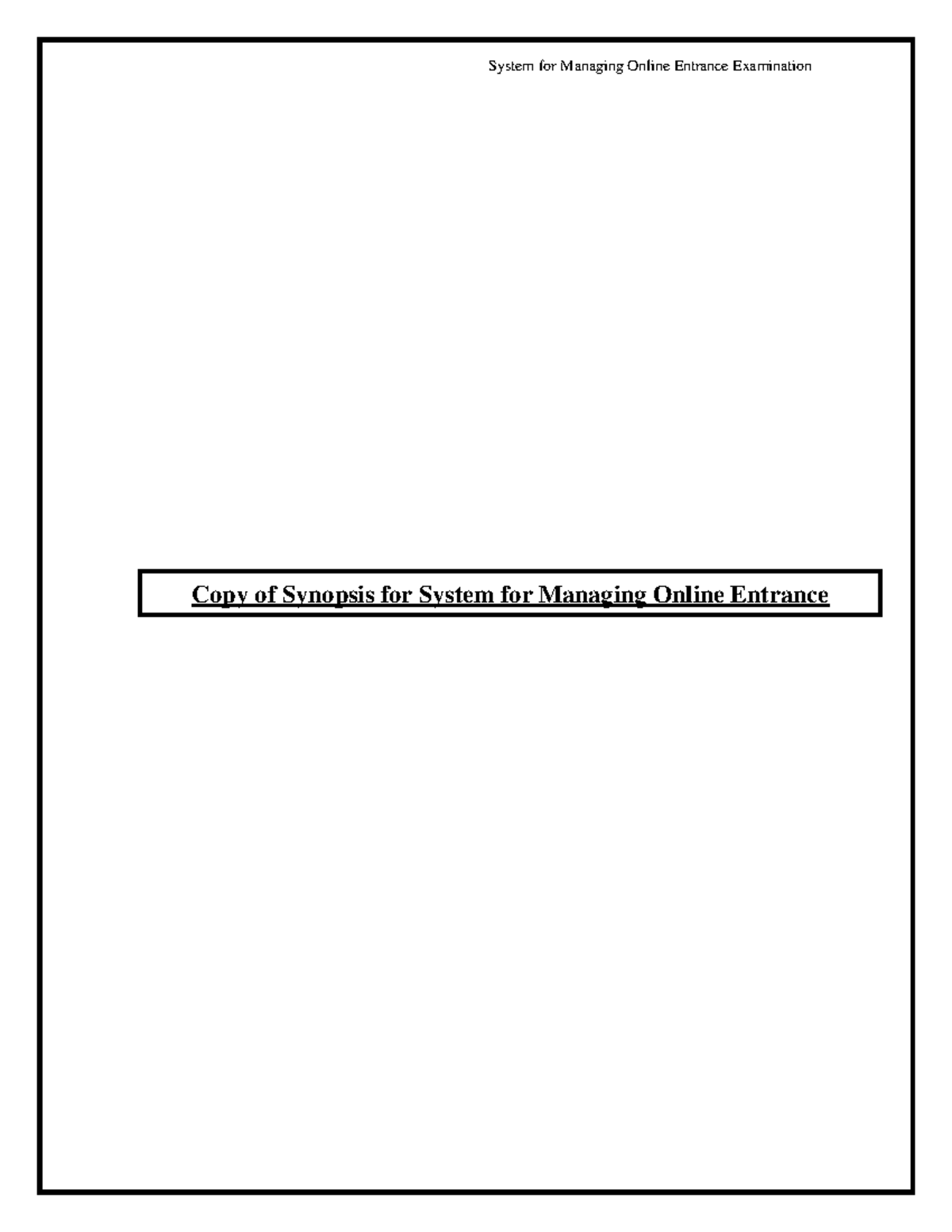 Synopsis SAMPLE - Copy of Synopsis for System for Managing Online ...