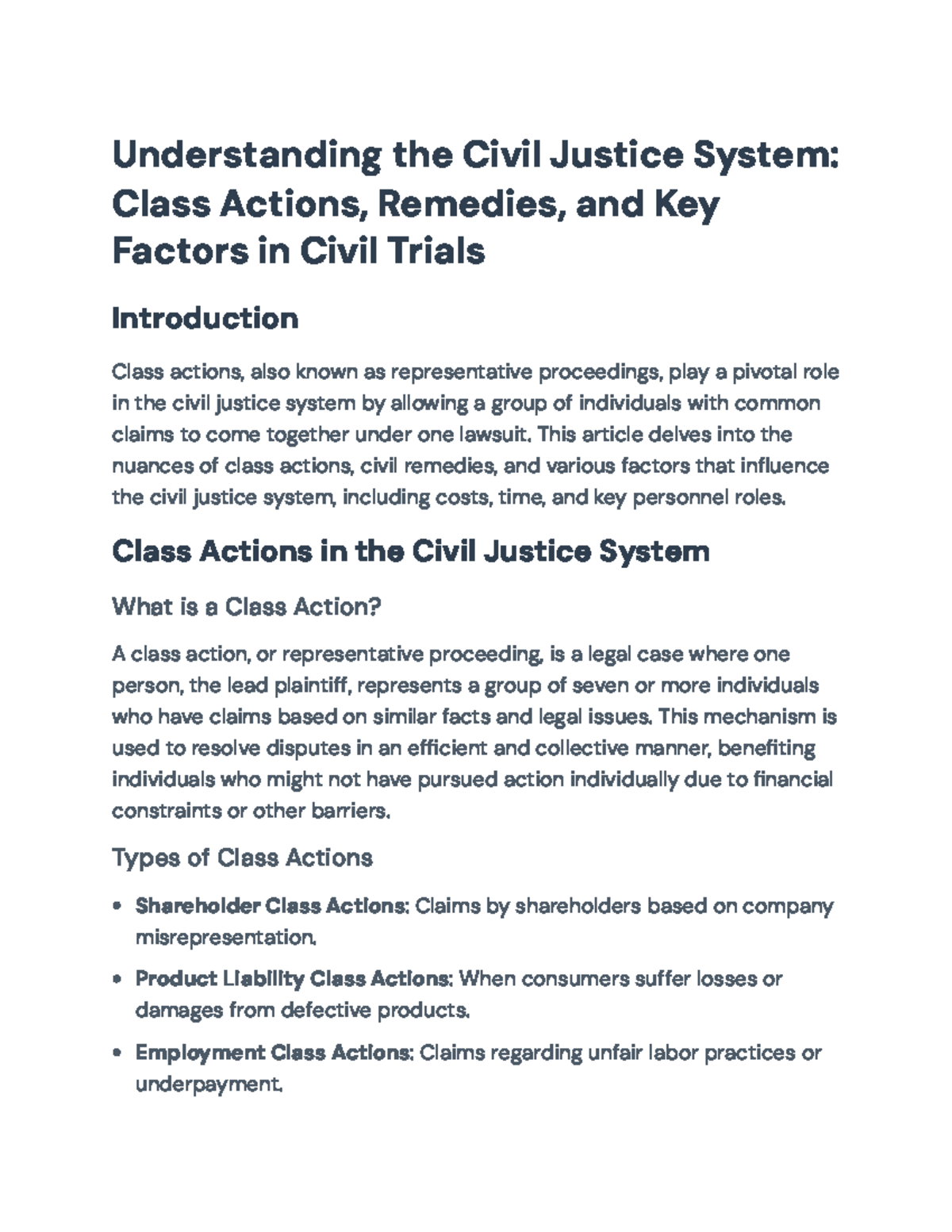 Understanding Class Actions & Civil Remedies: Key Factors in Trials ...