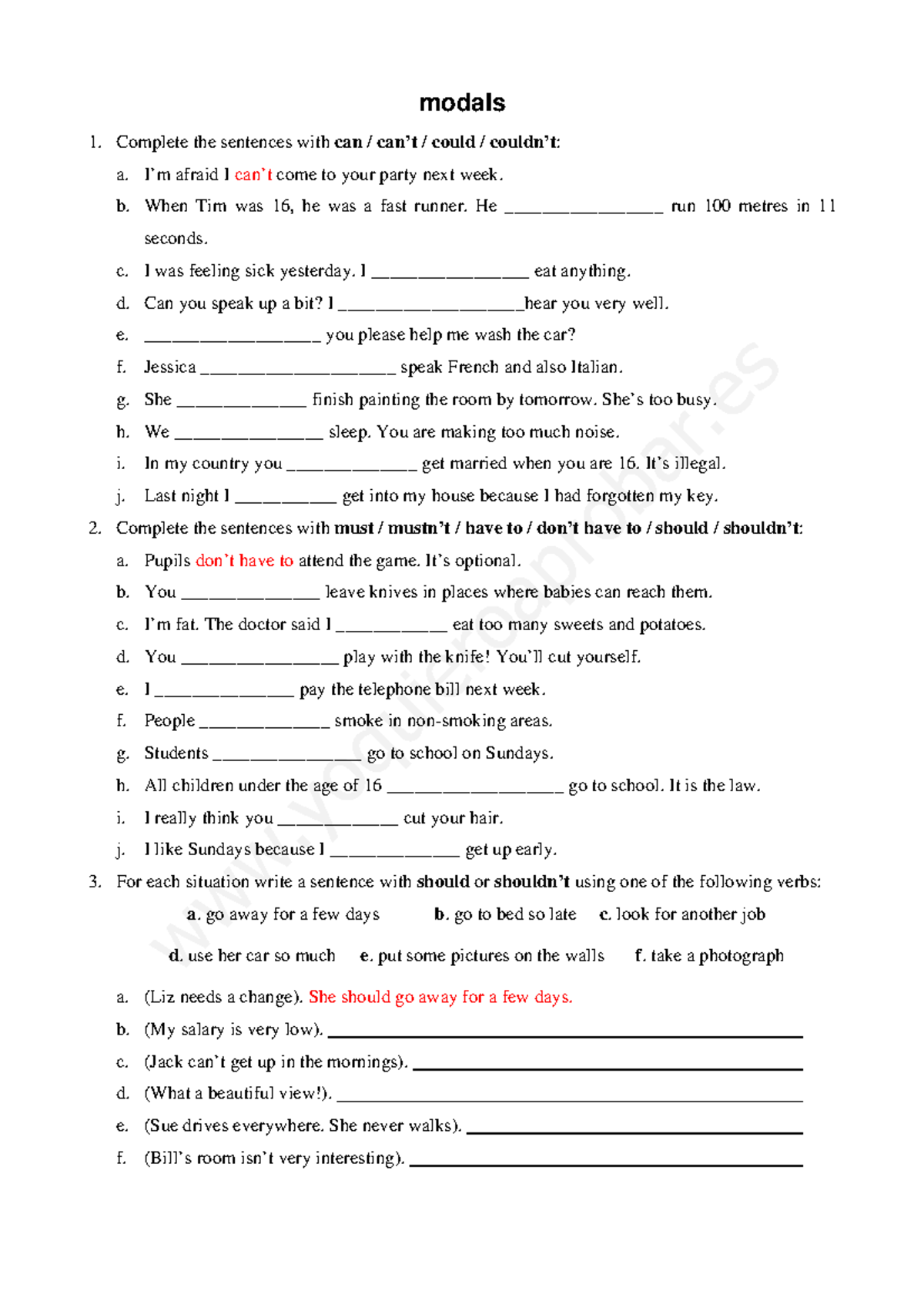 Can/Could - Modal Verbs Practice Exercises 3º E.S.O. IES Libertas - Studocu