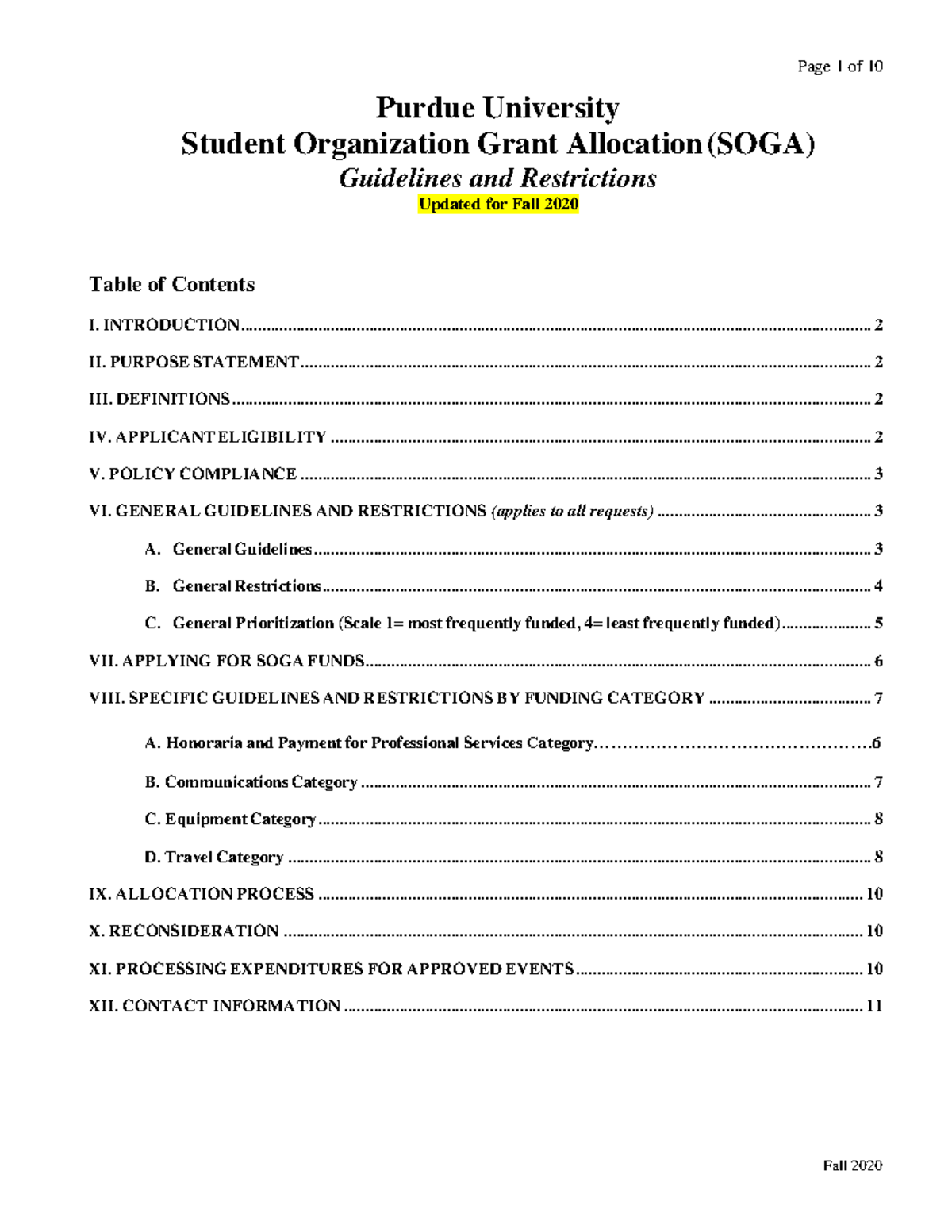 SOGA Guidelines Fall 2020 Covid - Purdue University Student ...