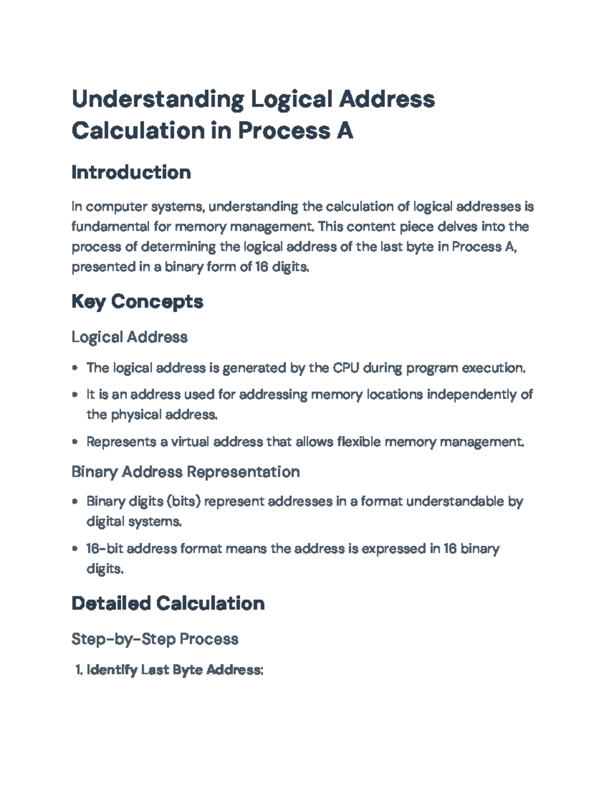 Understanding Logical Address Calculation in Process A - CS 101 Notes ...