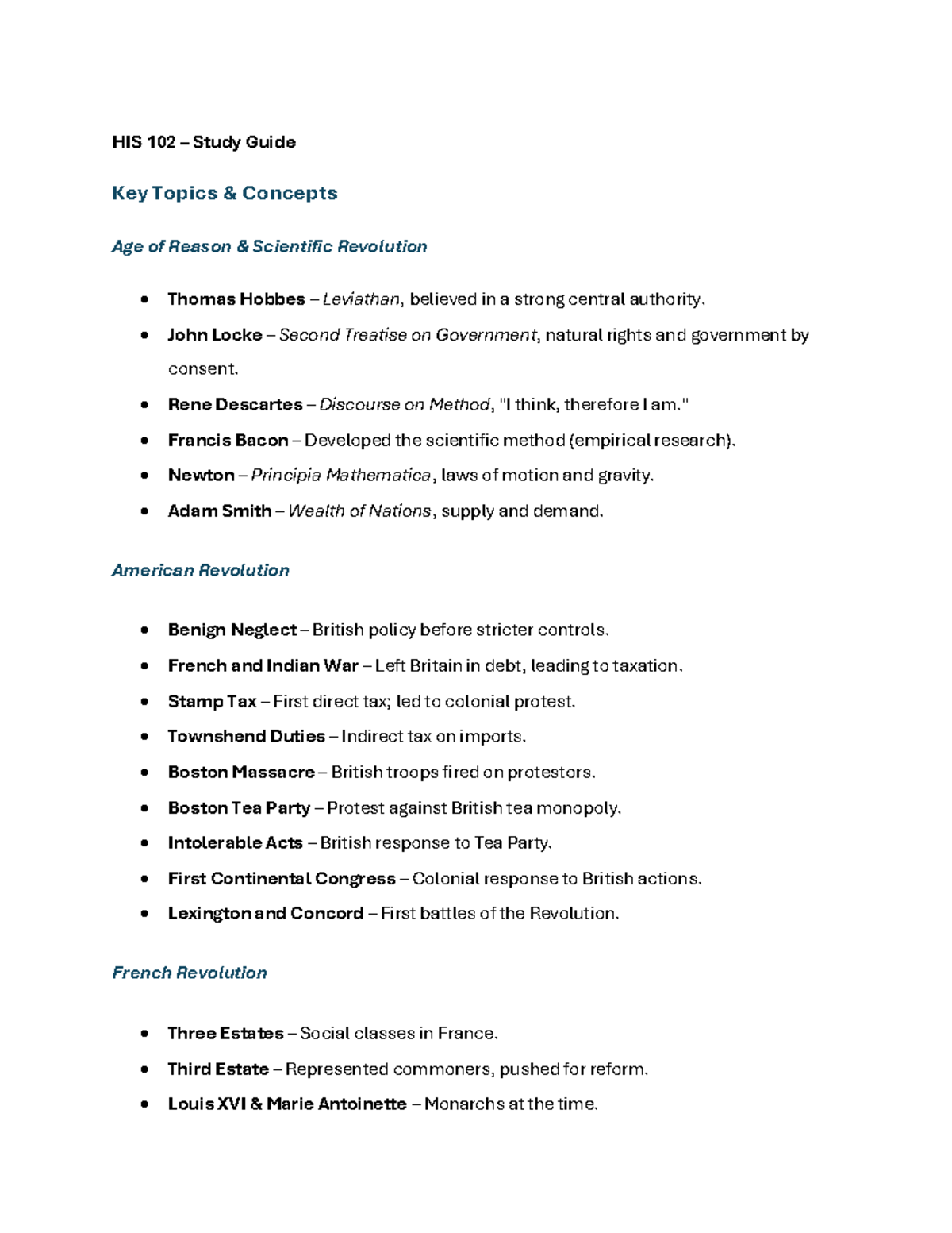 HIS 102 – Comprehensive Study Guide: Key Topics & Concepts Overview ...